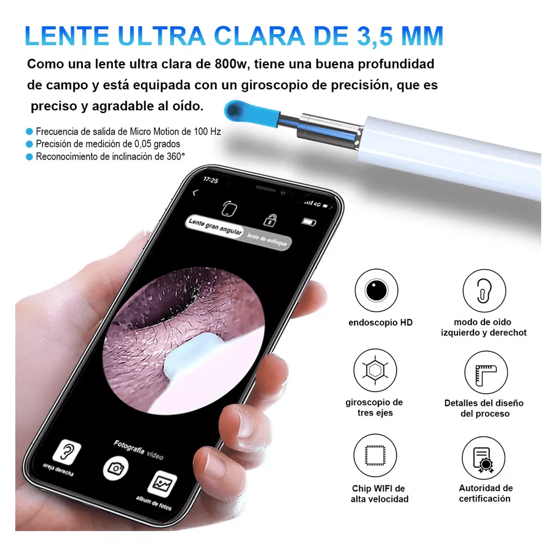 Otoscopio con Cámara HD Bluetooth