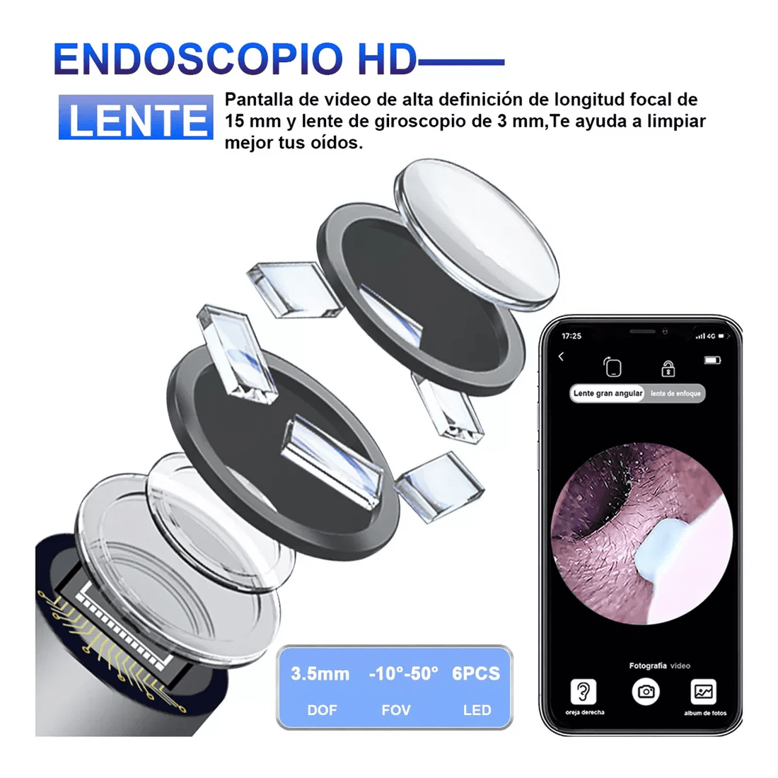 Otoscopio con Cámara HD Bluetooth